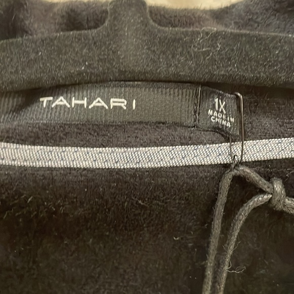 Tahari Jet Black Faux Leather Suede Open Moto Jacket Plus Size 1X - Picture 4 of 9